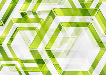 Green and grey shiny glossy hexagons abstract geometry background. Technology vector design