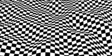 Futuristic Checkerboard Wave. Abstract Vector Wave With Moving Squares. Chess Board Background.