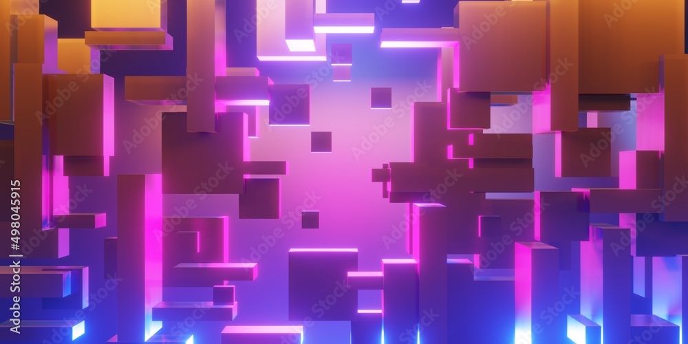 3d rendering illustration of gaming background abstract, cyberpunk ...