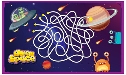 Wall Mural - game design with aliens in space background
