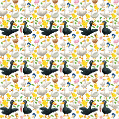 Sticker - Cute animals cartoon seamless background