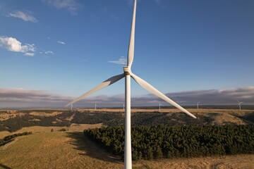 closeup of a wind turbine drone photo