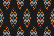 Beautiful Ethnic Pattern Art. Ikat Seamless Pattern Traditional. American, Mexican Style. Design For Background, Wallpaper, Vector Illustration, Fabric, Clothing, Carpet, Textile, Batik, Embroidery.
