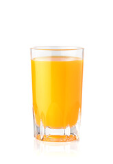 Fresh orange juice in glass isolated on white background.