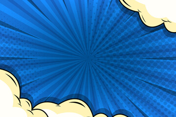 Comic cartoon blue background with cloud