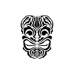 Wall Mural - Tribal mask. Black tattoo in the style of the ancient tribes. Polynesian style. Vector illustration isolated on white background.