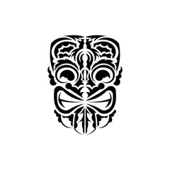 Wall Mural - Tribal mask. Black tattoo in the style of the ancient tribes. Polynesian style. Vector over white background.