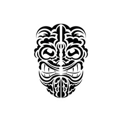 Wall Mural - The face of a viking or orc. Traditional totem symbol. Black ornament. Vector illustration isolated on white background.