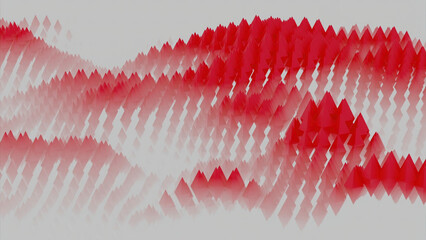 Poster - White background with bright red lines.Design. A red pattern that moves like waves and grows and decreases back.