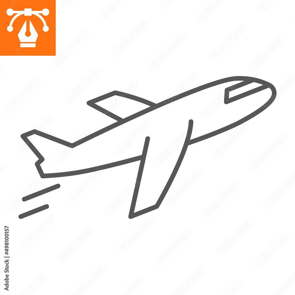 Airplane take off line icon , outline style icon for web site or mobile ...