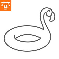 Wall Mural - Swimming ring flamingo line icon, outline style icon for web site or mobile app, lifebuoy and flamingo float , swim ring vector icon, simple vector illustration, vector graphics with editable strokes.