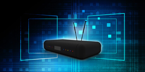 Poster - 3d rendering Transmitter WiFi network