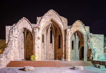 the ruins of the church of panagia tou bourgou (our lady of the bourg), built in the 14th century in