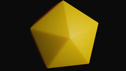 Poster - Rotating 3d hexagon shape. Design. 3D geometric figure rotates on black background. Three-dimensional figure with angles moves on isolated background