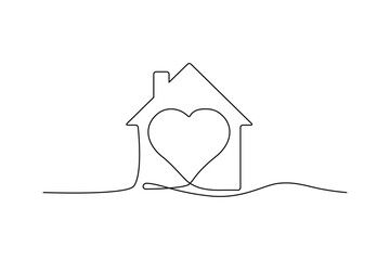 Wall Mural - Continuous Thin Line Home Icon