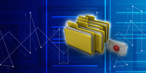 Poster - 3d rendering folder with envelope