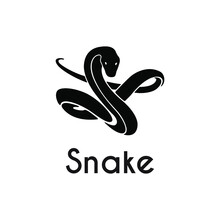 Coiled Snake Black Silhouette Template
