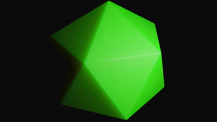 Poster - Rotating 3d hexagon shape. Design. 3D geometric figure rotates on black background. Three-dimensional figure with angles moves on isolated background