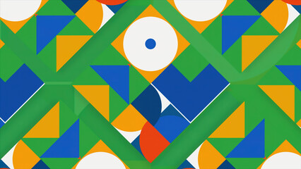 Poster - Geometric shapes in abstraction. Motion. An abstraction in which different shapes change size and color.