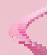 Minimal abstract background for product presentation. Gradient spiral stair podium on pink background. 3d render illustration. Clipping path of each element included.