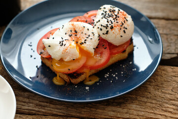 Sticker - Toast with tomato and poached egg