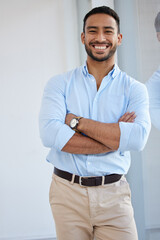 I always just trusted my instincts from the start. Portrait of a confident young businessman standing with his arms crossed in an office.