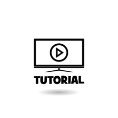 Sticker - Tutorial, Online class icon with shadow