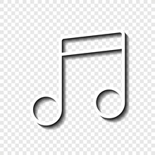 Musical Simple Icon Vector. Flat Desing. White With Shadow On Transparent Grid.ai