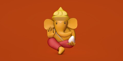 hindu god ganesha statue hindu sanatan religion festival concept elephant god. 3d render illustratio