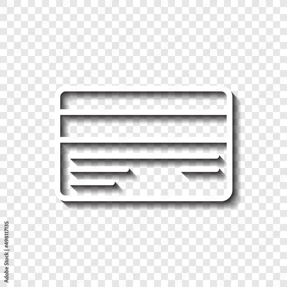 Credit card simple icon vector. Flat desing. White with shadow on ...