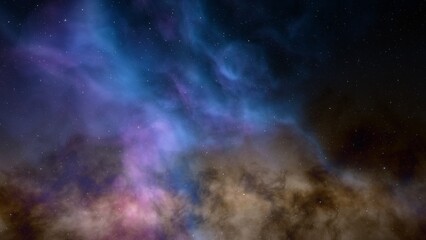 nebula gas cloud in deep outer space, science fiction illustrarion, colorful space background with s