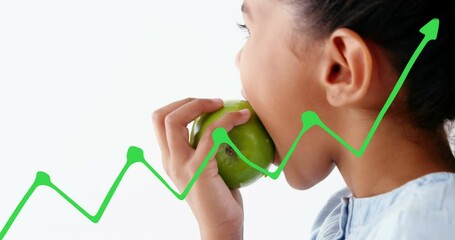 Poster - Animation of graph over caucasian girl eating apple