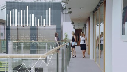 Poster - Animation of financial data processing over diverse group of business people