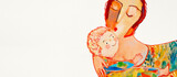 Fototapeta  - Maternity. Mother's Day. Watercolor concept banner.