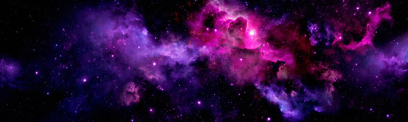 Wall Mural - deep space purple nebula with bright stars