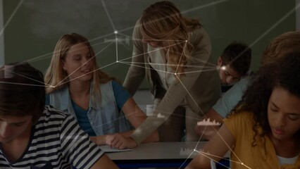 Poster - Animation of data and connections over diverse teacher and students at school