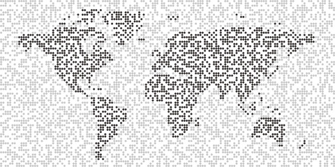  Map of the world with pattern of polka dots. Seamless