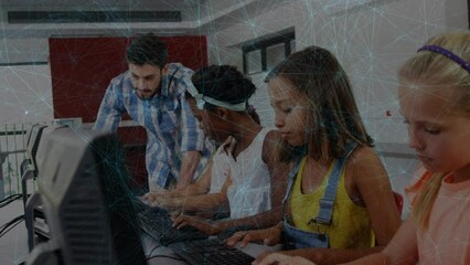 Poster - Animation of network of connections over diverse schoolchildren using computers