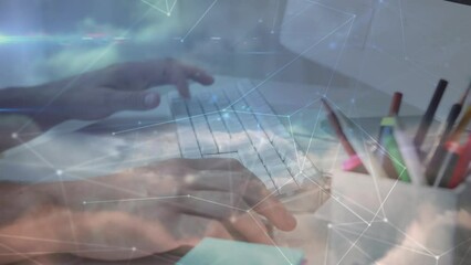 Poster - Animation of network of connections over hands using computer