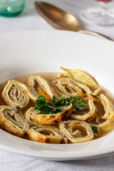 Poster - bavarian pancake soup in a bowl