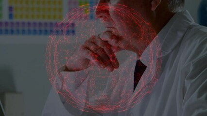 Poster - Animation of network of connections over caucasian scientist