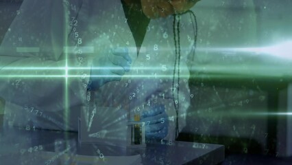 Poster - Animation network of connections over african american female doctor