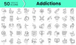 Set of addictions icons. Line art style icons bundle. vector illustration