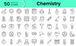 Set of chemistry icons. Line art style icons bundle. vector illustration