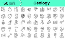 Set Of Geology Icons. Line Art Style Icons Bundle. Vector Illustration