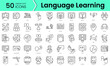 Set of language learning icons. Line art style icons bundle. vector illustration