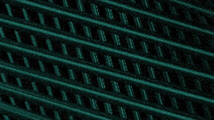 Aufkleber - Black background. Motion. Bright emerald different lines in abstraction fly across the footage as if in pixels.