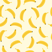 Exotic Seamless Pattern With Yellow Bananas On White Background 