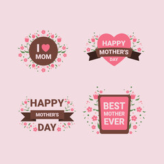 Flat design mothers day badge collection