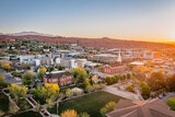 Fototapeta Niebo - Saint George Utah Historic Downtown Aerial Sunrise